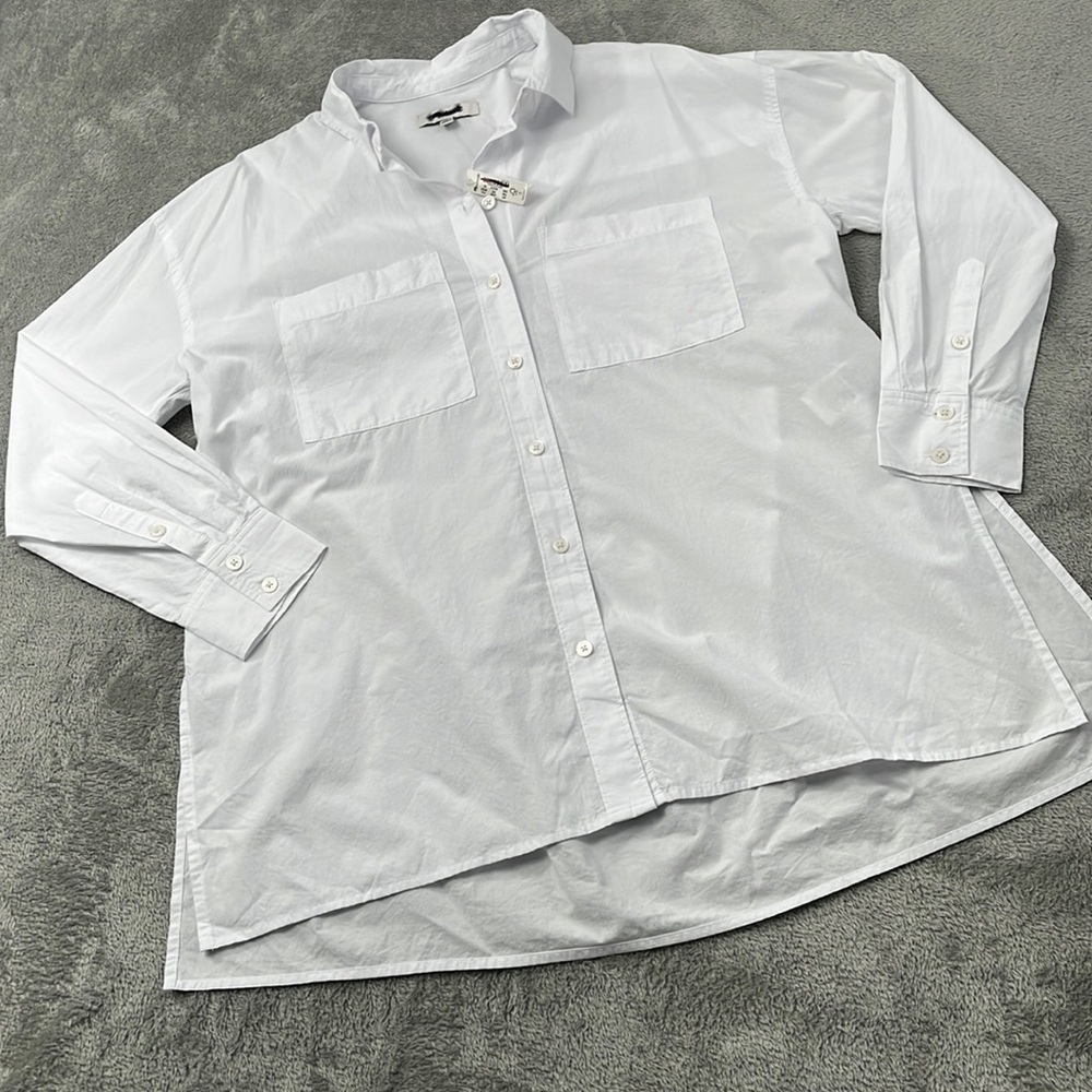 NEW Madewell XS 100% Cotton White Casual Button Down Shirt (Flaw)